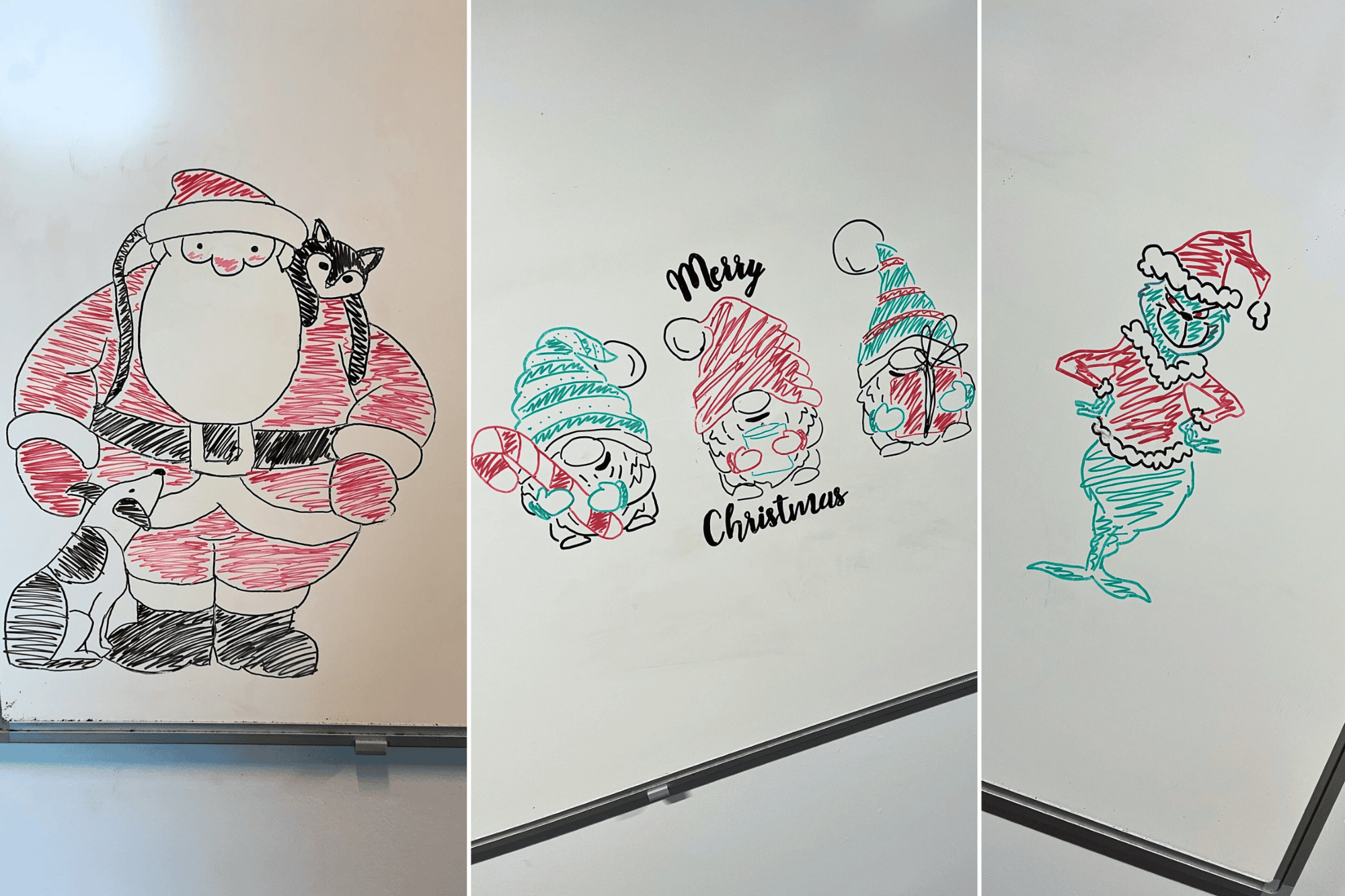 festive whiteboard drawings